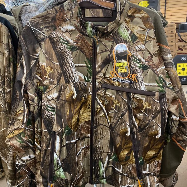camouflage hunting jacket display