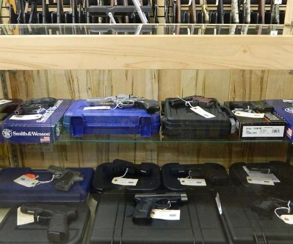 gun cases on shelf display