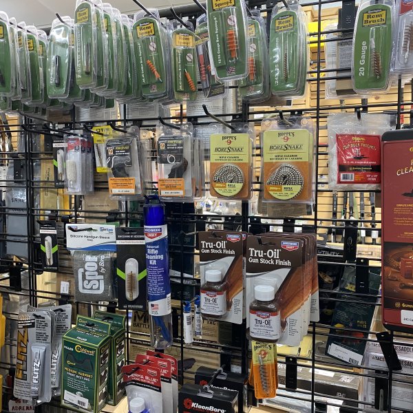 gun cleaning maintenance supplies display